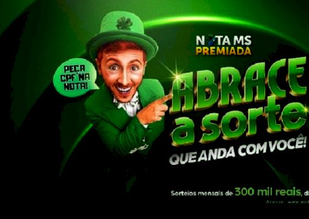 Oitavo sorteio do Nota MS Premiada acontece nesta quarta-feira