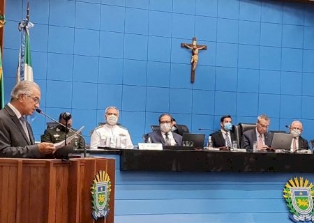 Na abertura dos trabalhos na Assembleia Legislativa, Reinaldo Azambuja destaca a retomada vigorosa do MS