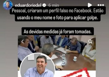 Governador Eduardo Riedel denuncia perfil falso no Facebook usado para aplicar golpes