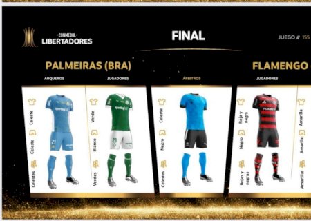 Conmebol define uniformes de Palmeiras e Flamengo para a final da Libertadores