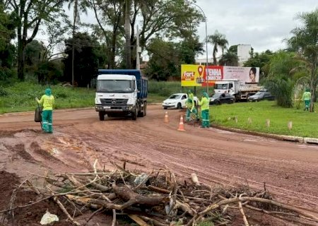 Com caminh&otilde;es e patrola, 20 equipes limpam estragos do temporal na Capital